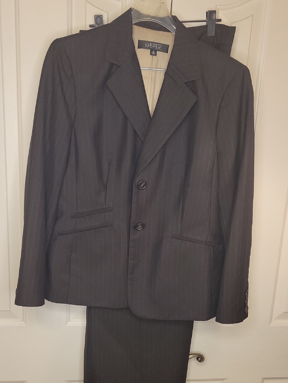 Kasper Women's Charcoal Pinstripe Suit Jacket and Pant